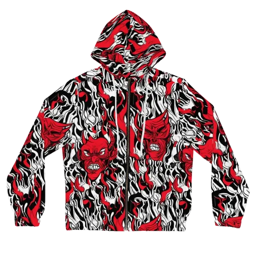 Devil’s Rorschach on a Women's Full-Zip Hoodie