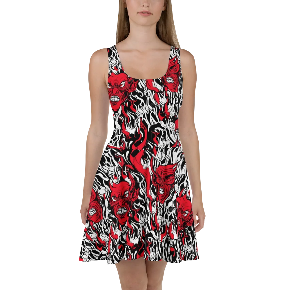 Devil’s Rorschach on Skater Dress — Front
