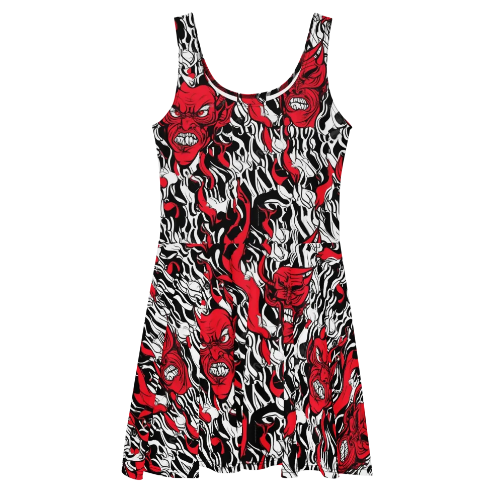 Devil’s Rorschach on Skater Dress — Front