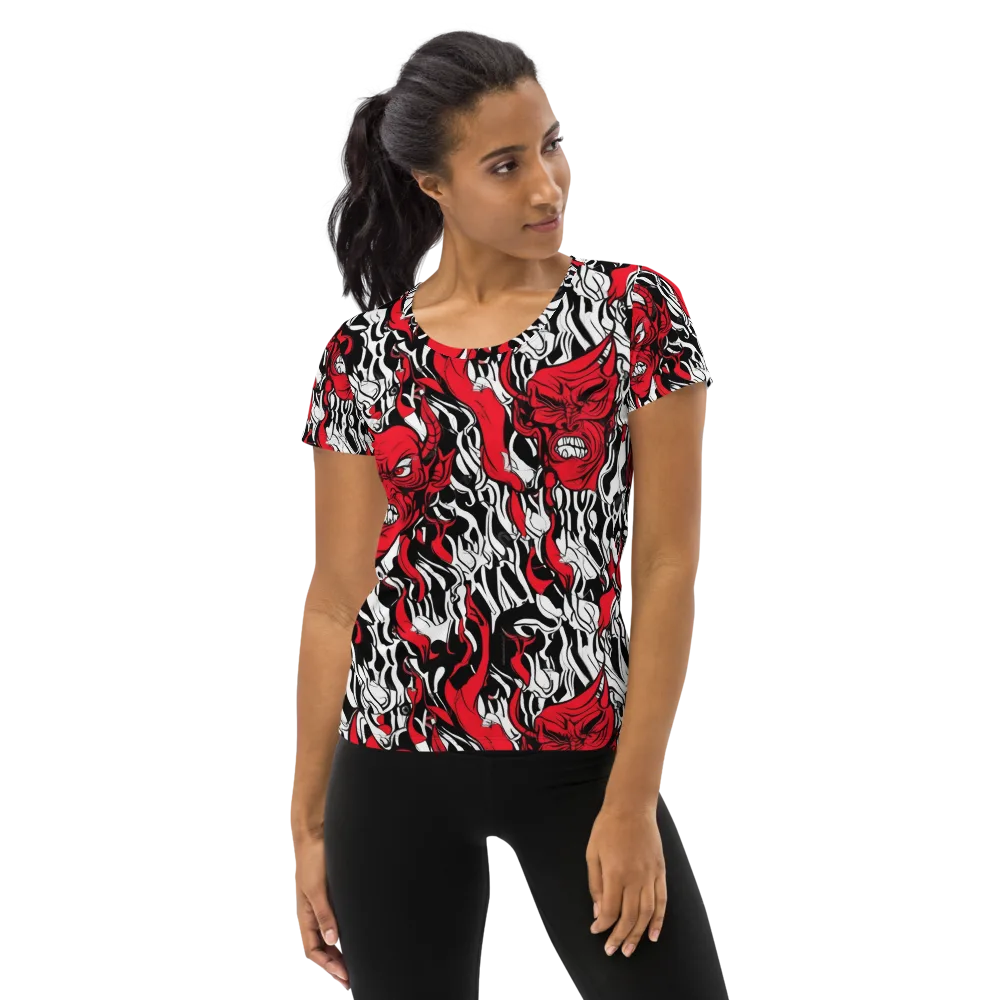 Devil’s Rorschach on Women's Athletic T-Shirt — Front