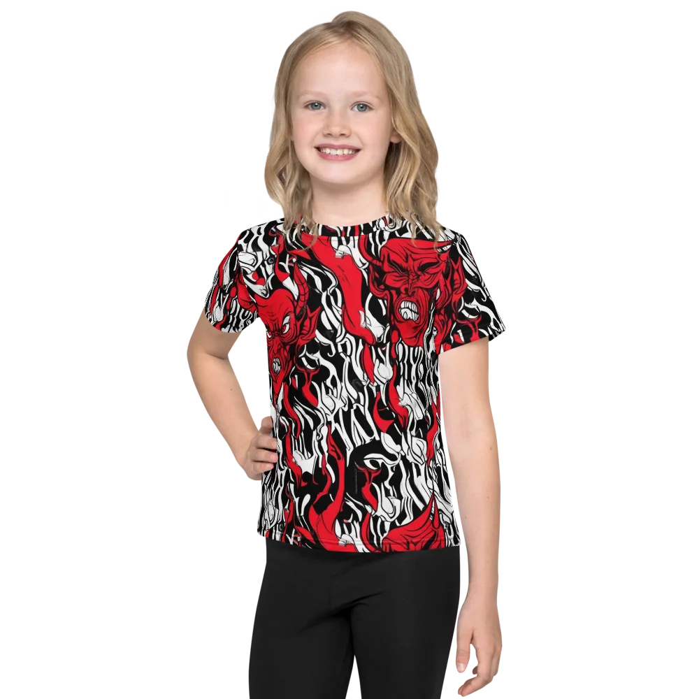 Devil’s Rorschach on Kids Crew Neck T-Shirt — Front