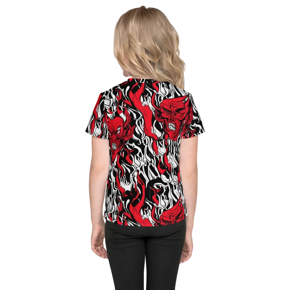 Devil’s Rorschach on Kids Crew Neck T-Shirt — Back