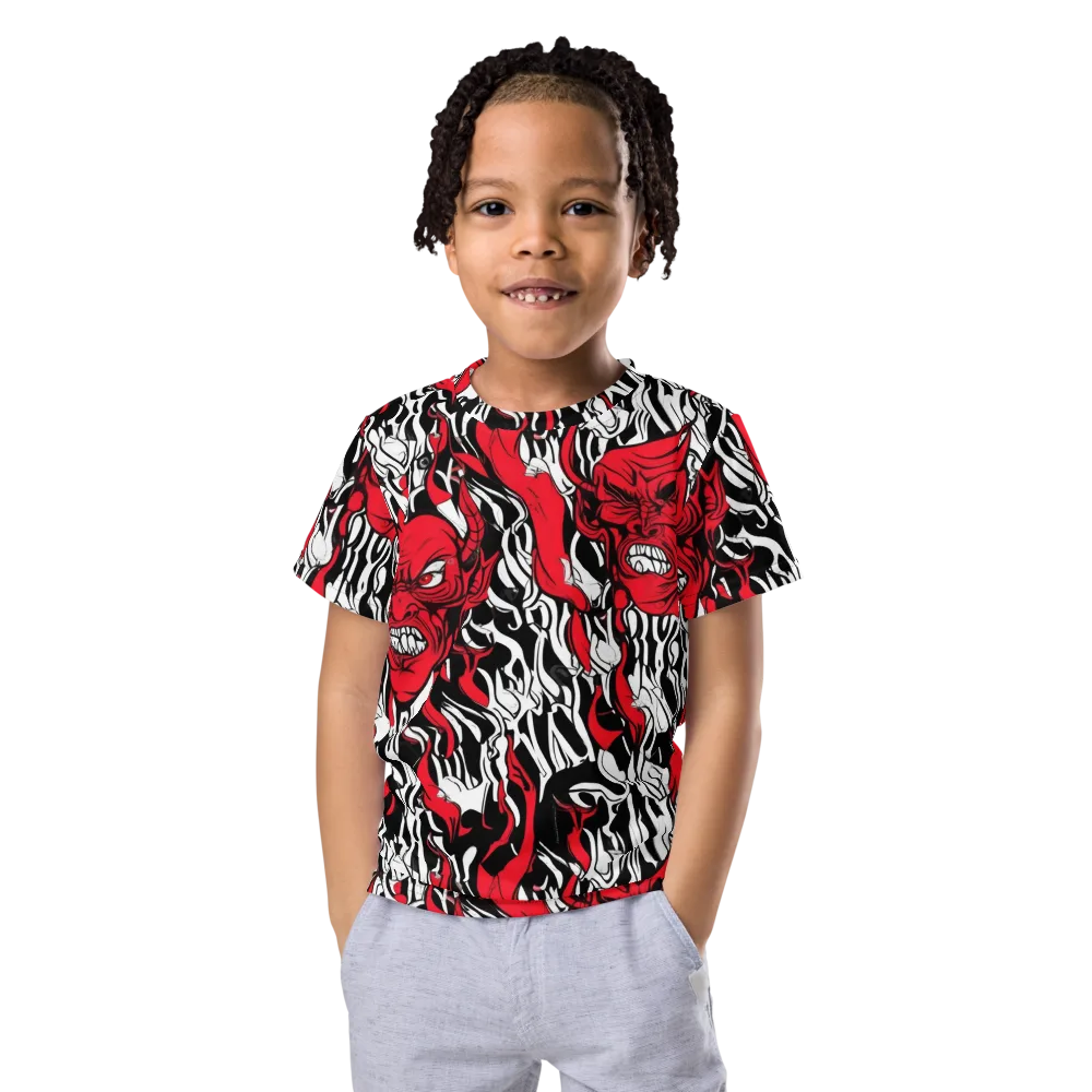 Devil’s Rorschach on Kids Crew Neck T-Shirt — Front