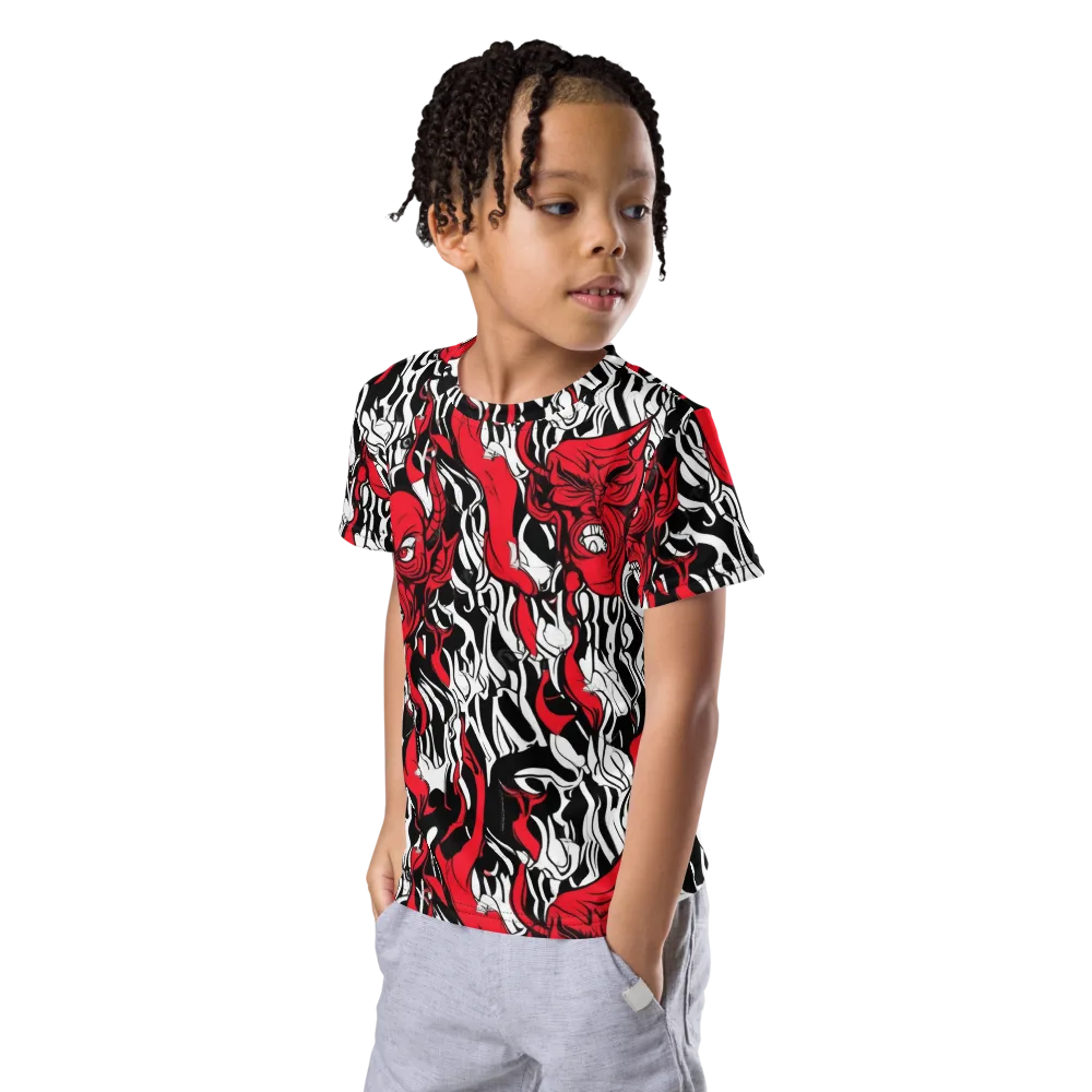Devil’s Rorschach on Kids Crew Neck T-Shirt — Left Front