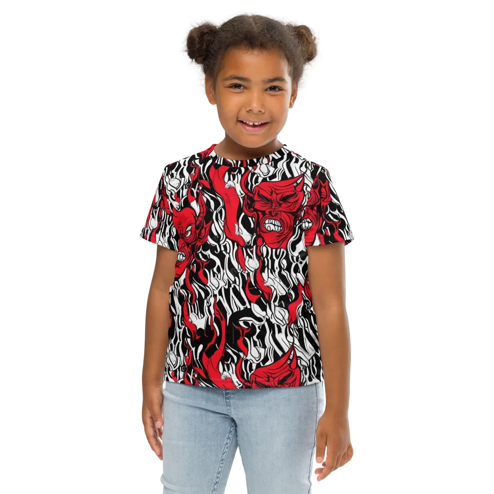 Devil’s Rorschach on Kids Crew Neck T-Shirt — Front