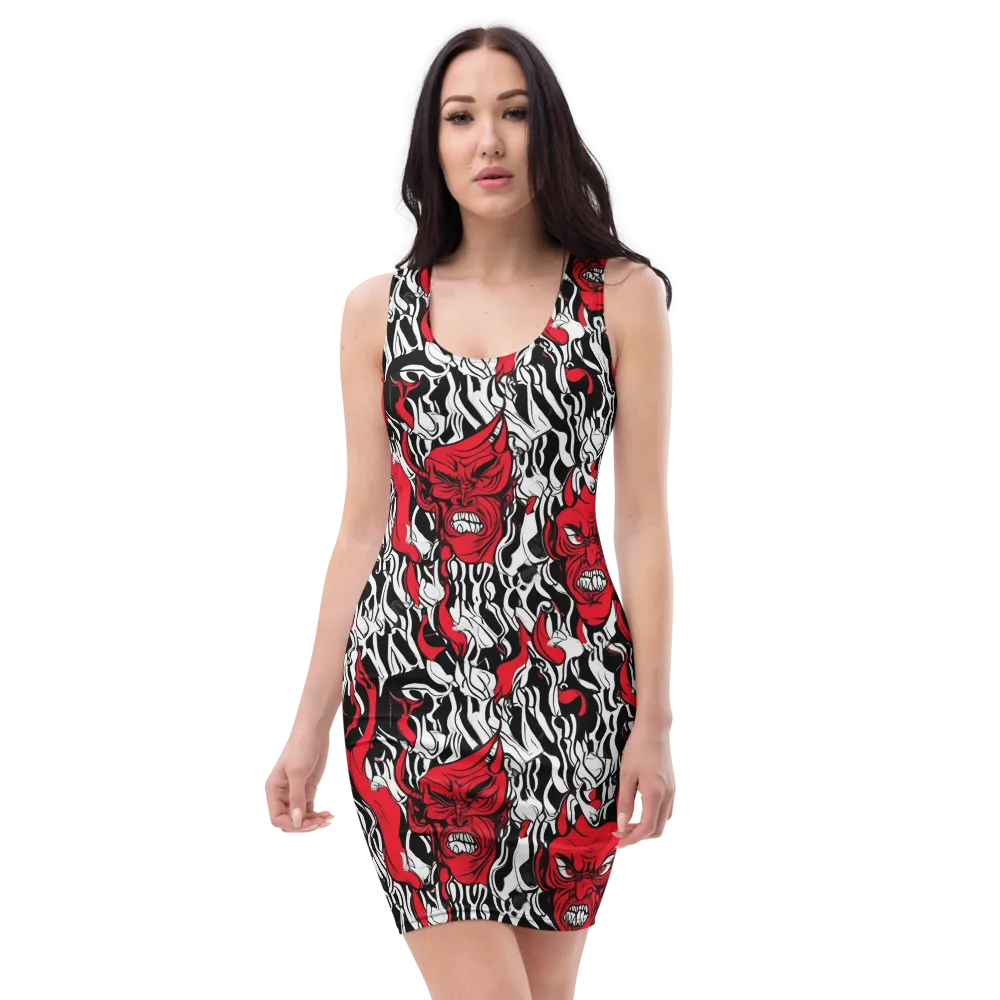 Devil’s Rorschach on Bodycon Dress — Front