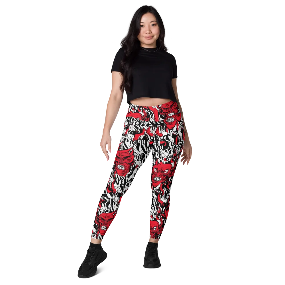 Devil’s Rorschach on Leggings with Pockets — Front