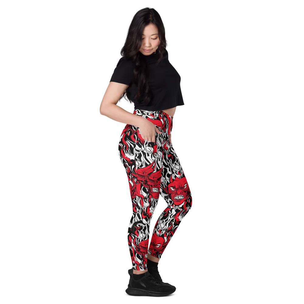 Devil’s Rorschach on Leggings with Pockets — Right