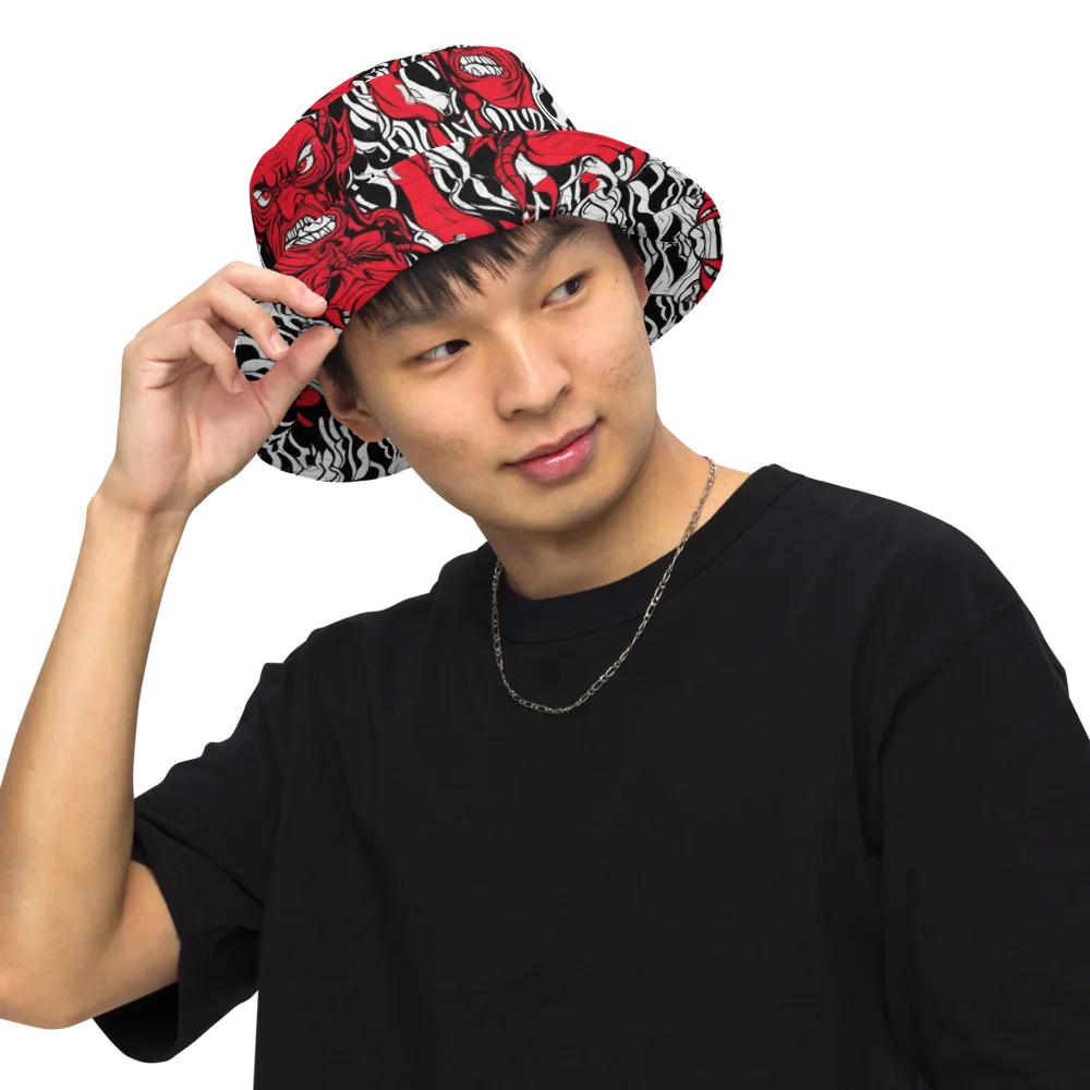 Devil’s Rorschach on Reversible Bucket Hat — Front Inside