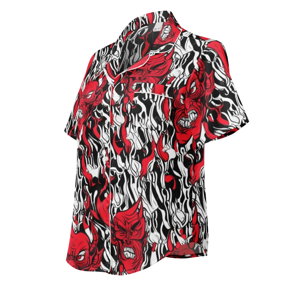 Devil’s Rorschach on Women's Short Sleeve Pajama Top — Left Front