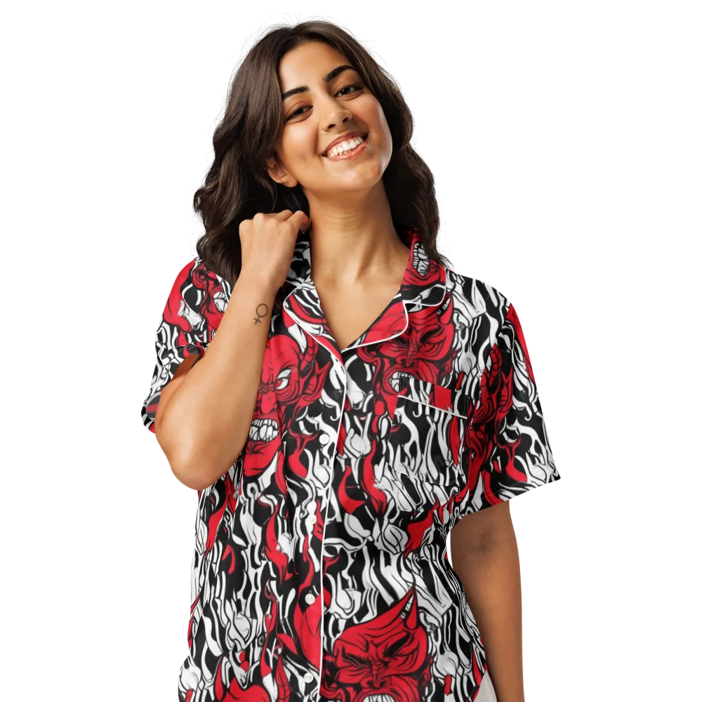 Devil’s Rorschach on Women's Short Sleeve Pajama Top — Front