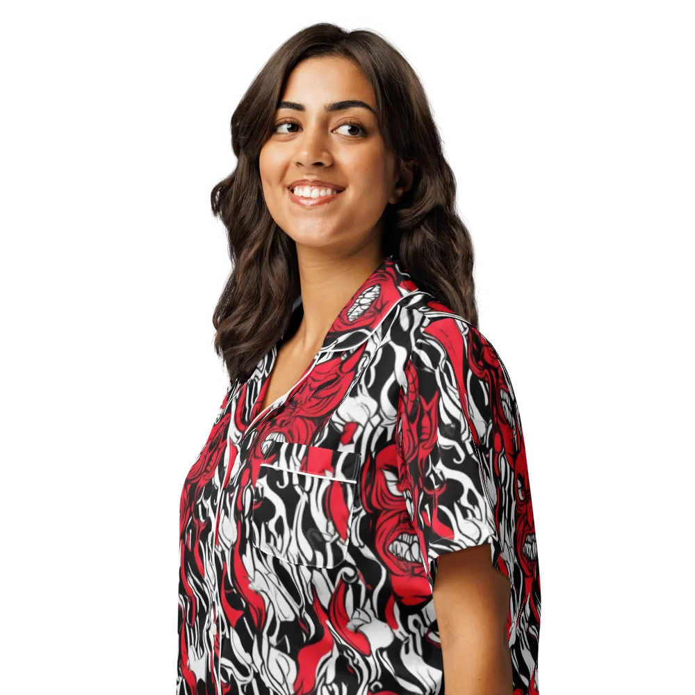 Devil’s Rorschach on Women's Short Sleeve Pajama Top — Left Front