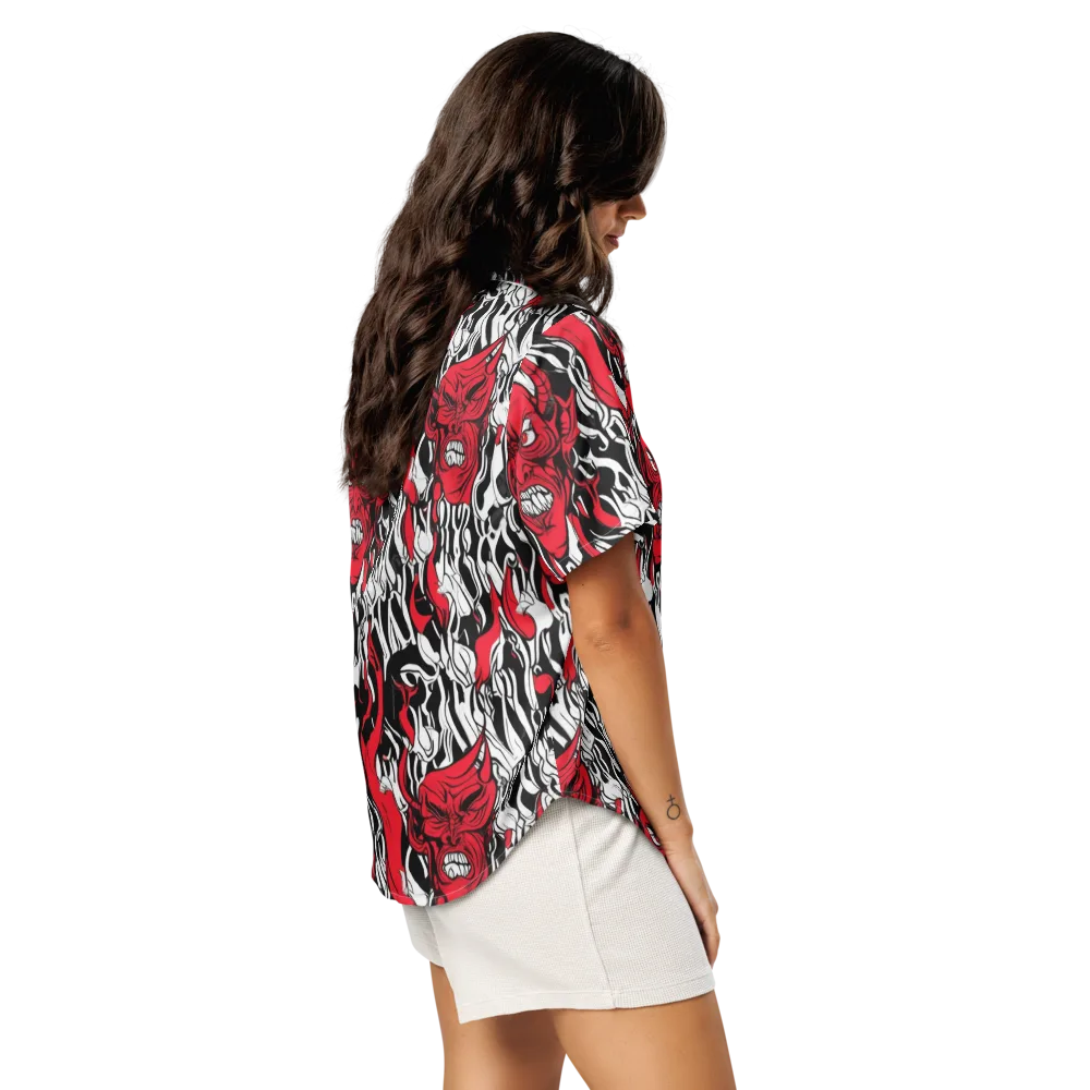 Devil’s Rorschach on Women's Short Sleeve Pajama Top — Right Back