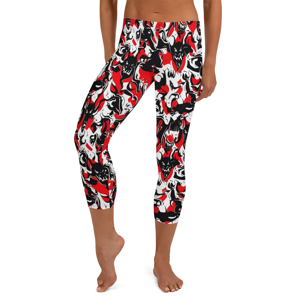 Inferno Bestiary on Capri Leggings — Front