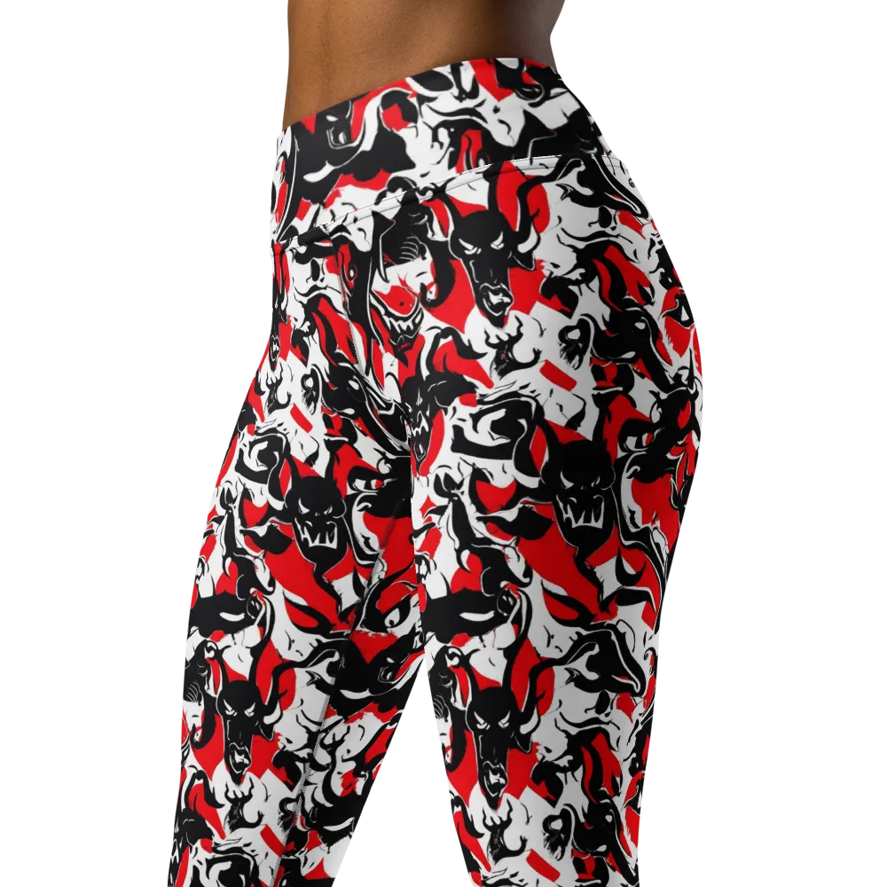 Inferno Bestiary on Yoga Leggings — Left Front