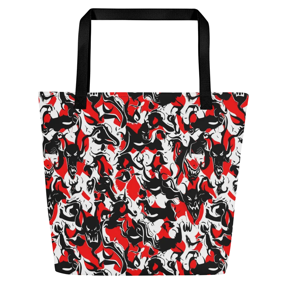 Inferno Bestiary on Large Tote Bag W/ Pocket — Front