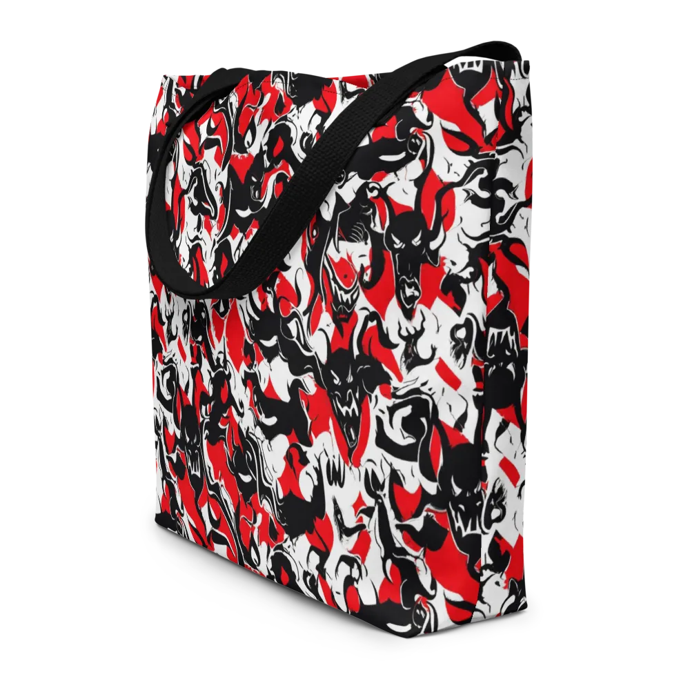 Inferno Bestiary on Large Tote Bag W/ Pocket — Front
