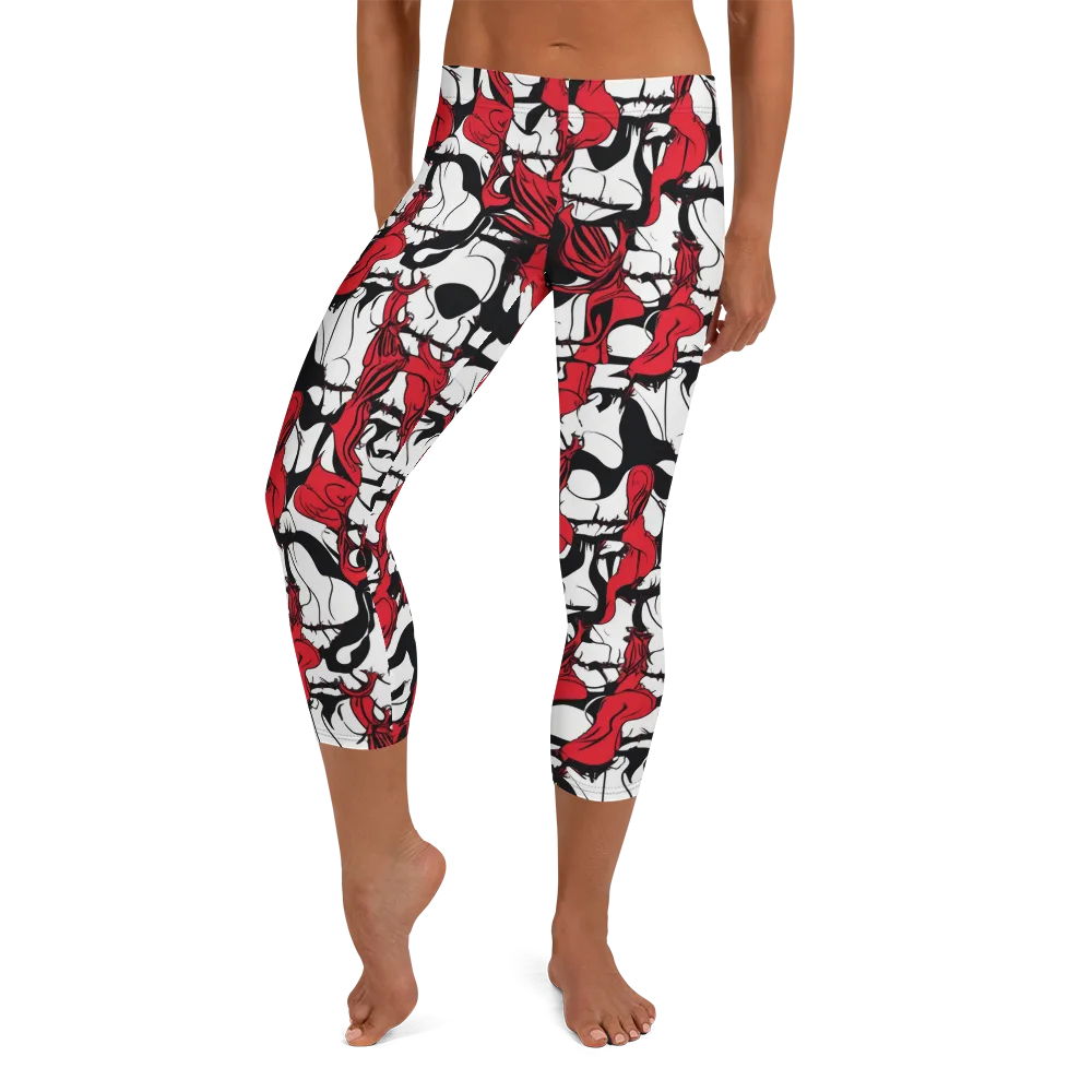 Crimson Ossuary on Capri Leggings — Front