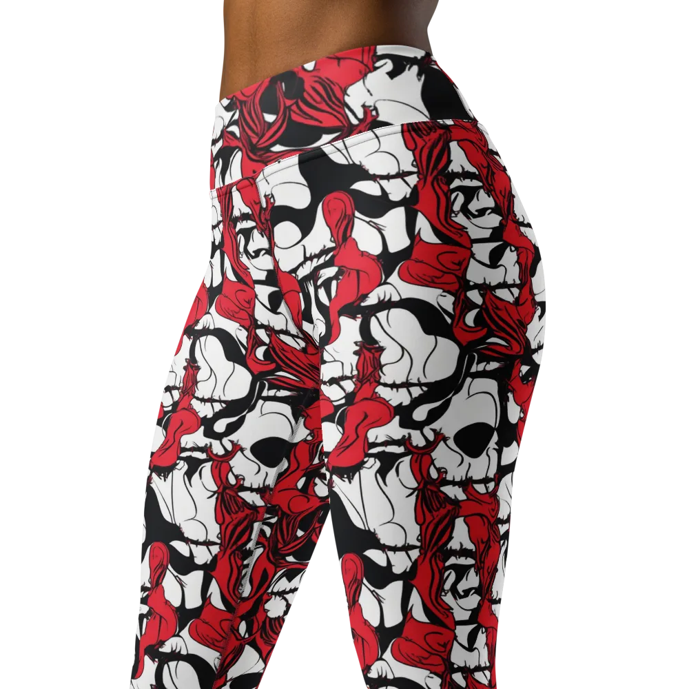 Crimson Ossuary on Yoga Leggings — Left Front