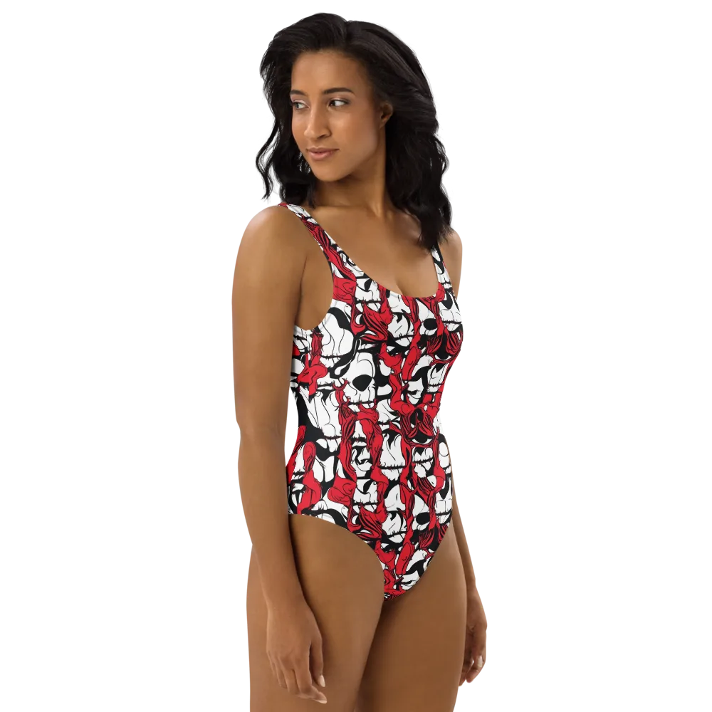 Crimson Ossuary on One-Piece Swimsuit — Right
