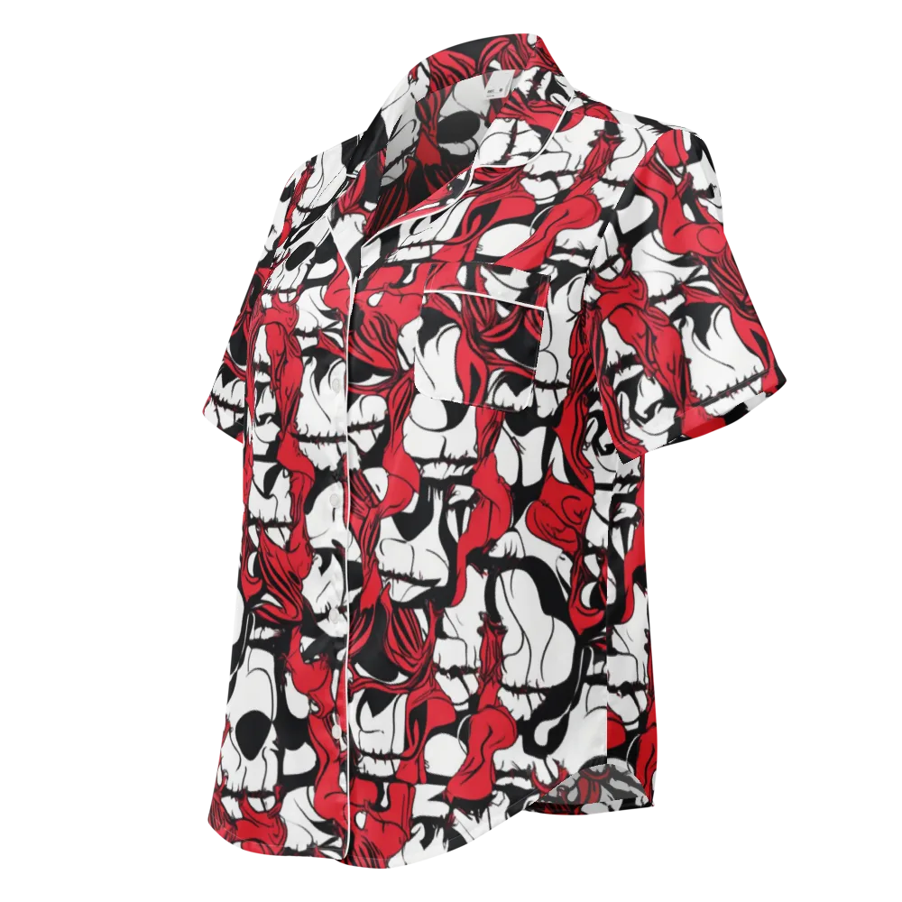Crimson Ossuary on Women's Short Sleeve Pajama Top — Left Front