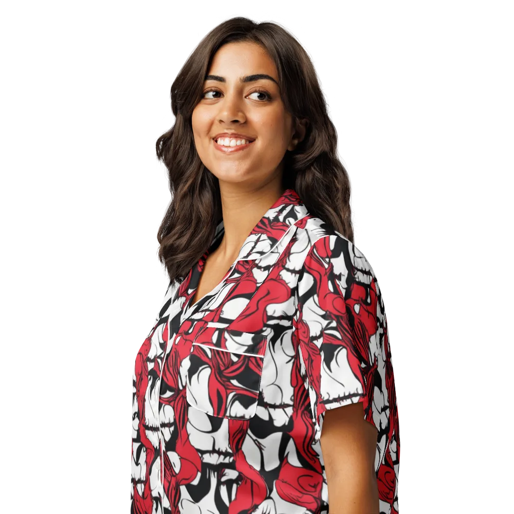 Crimson Ossuary on Women's Short Sleeve Pajama Top — Left Front