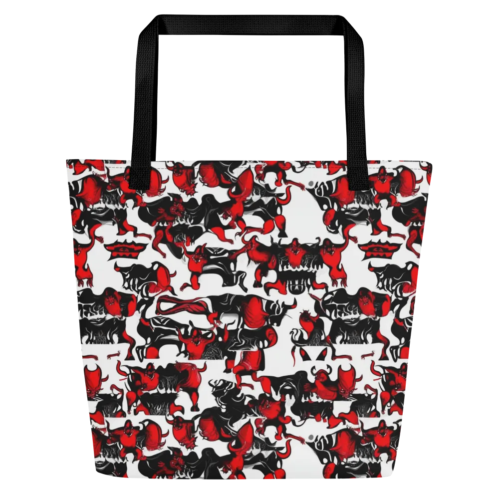 Hellfire Menagerie on Large Tote Bag W/ Pocket — Front