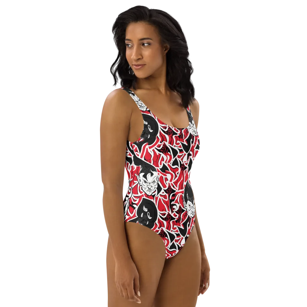 Inferno Masquerade on One-Piece Swimsuit — Right