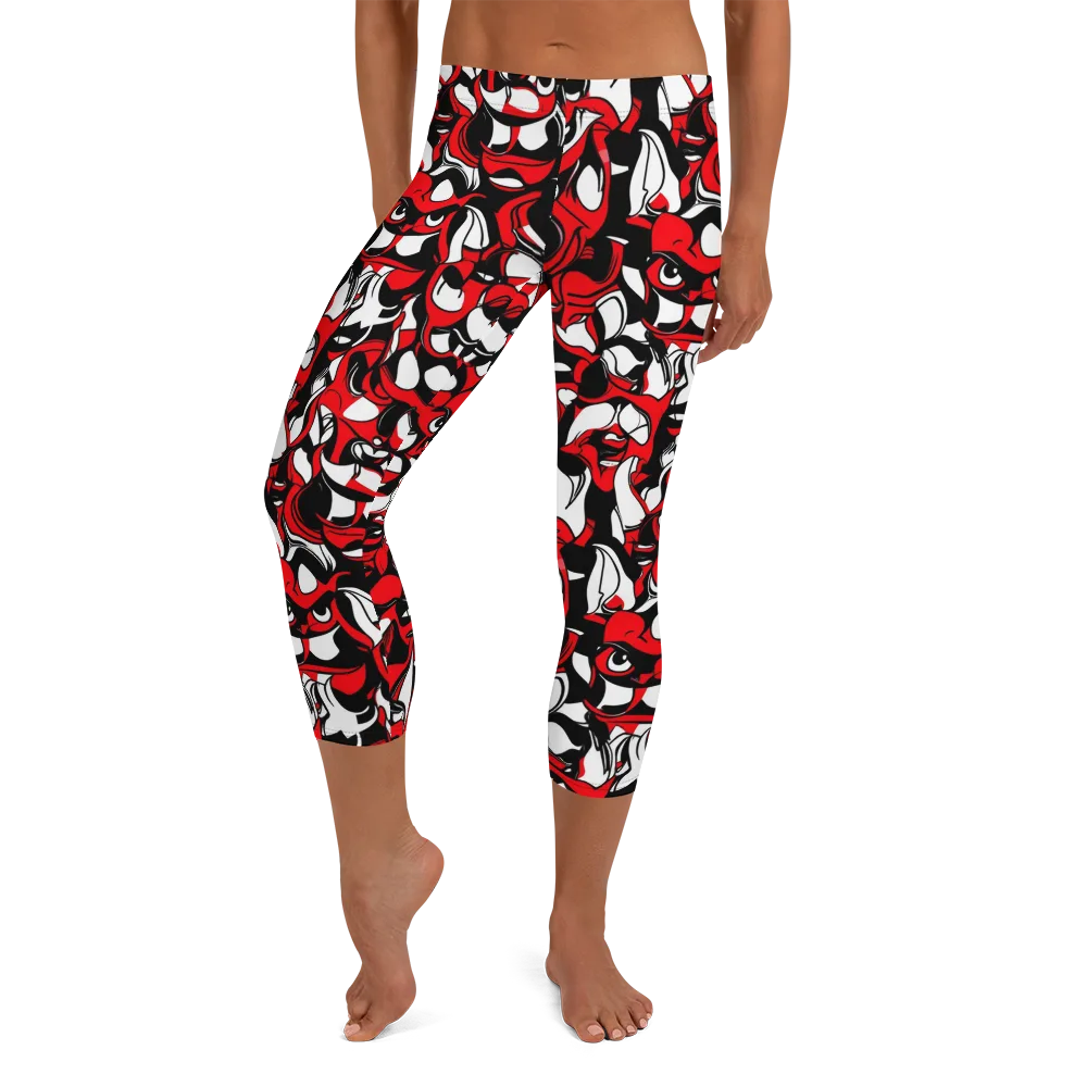 Devil's Doodle on Capri Leggings — Front