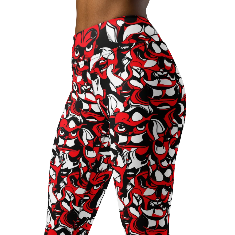 Devil's Doodle on Yoga Leggings — Left Front