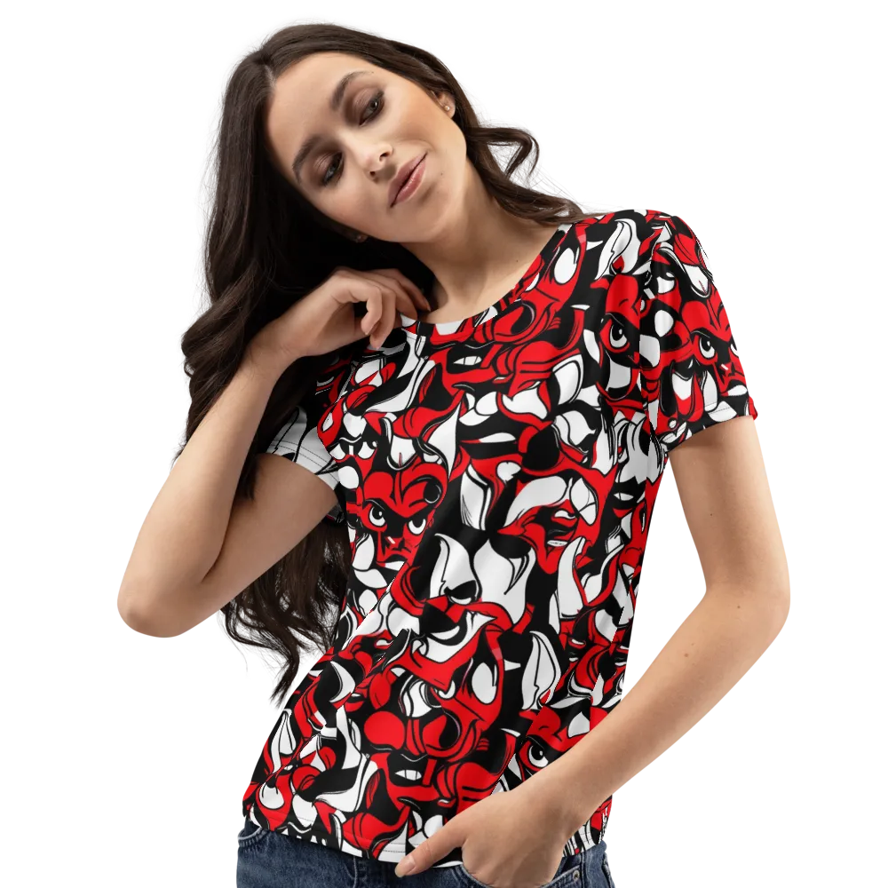 Devil's Doodle on Women's Crew Neck T-Shirt — Left Front