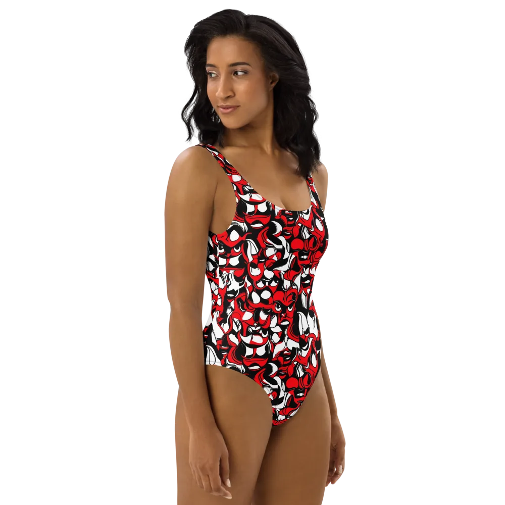 Devil's Doodle on One-Piece Swimsuit — Right
