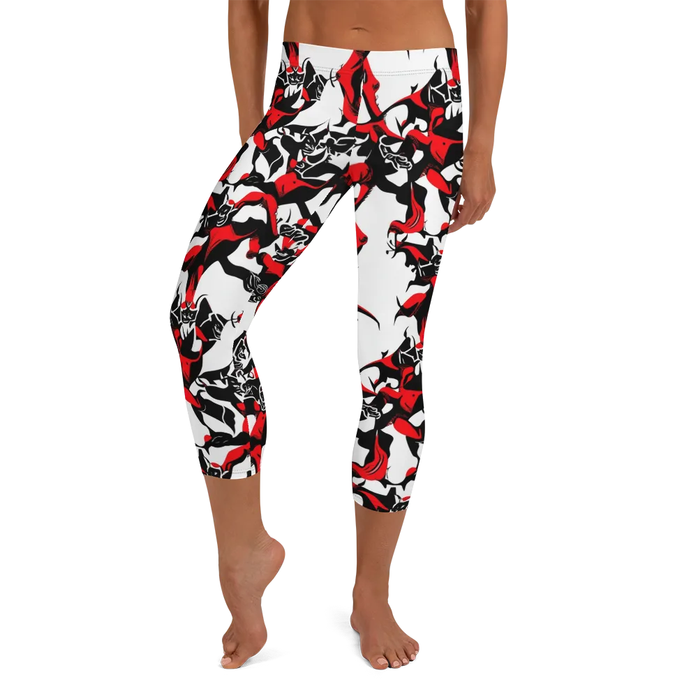 Redline Revelry on Capri Leggings — Front
