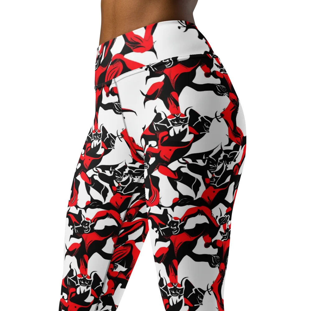 Redline Revelry on Yoga Leggings — Left Front