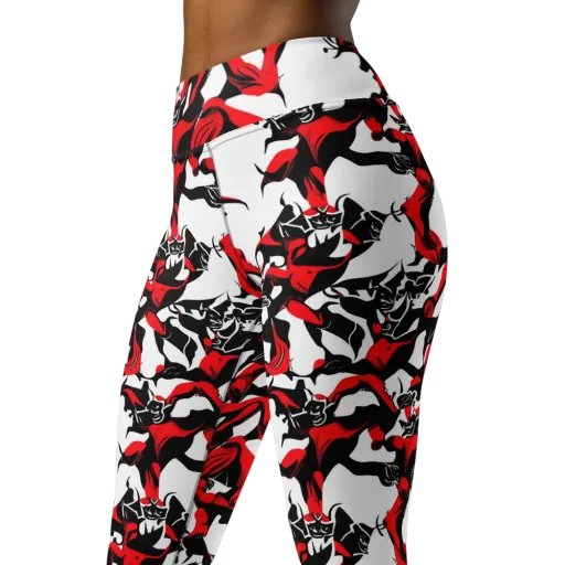 Redline Revelry on a Yoga Leggings