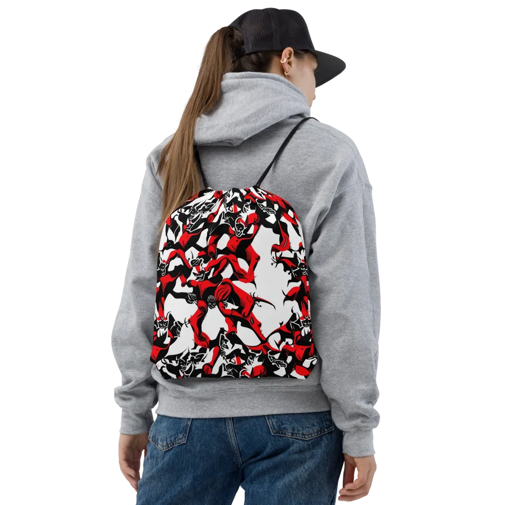 Redline Revelry on Drawstring Bag — Front