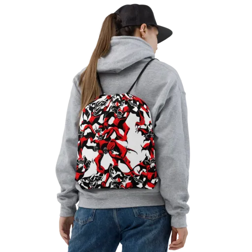 Redline Revelry on a Drawstring Bag