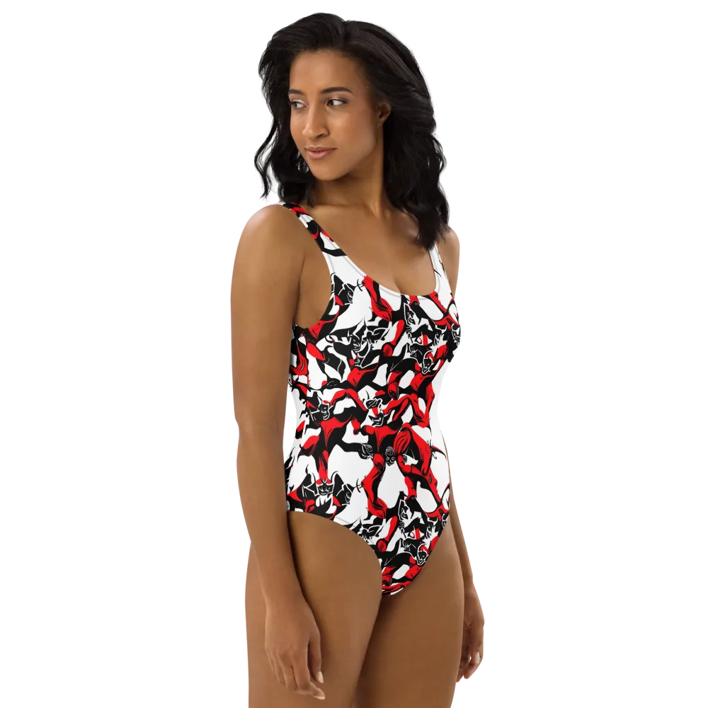 Redline Revelry on One-Piece Swimsuit — Right