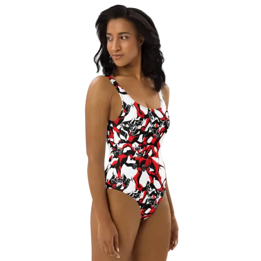 Redline Revelry on a One-Piece Swimsuit