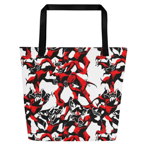 Redline Revelry on a Large Tote Bag W/ Pocket