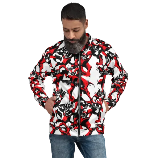Redline Revelry on a Bomber Jacket