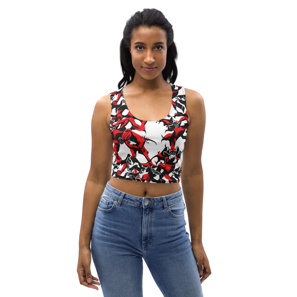 Redline Revelry on Crop Top — Front