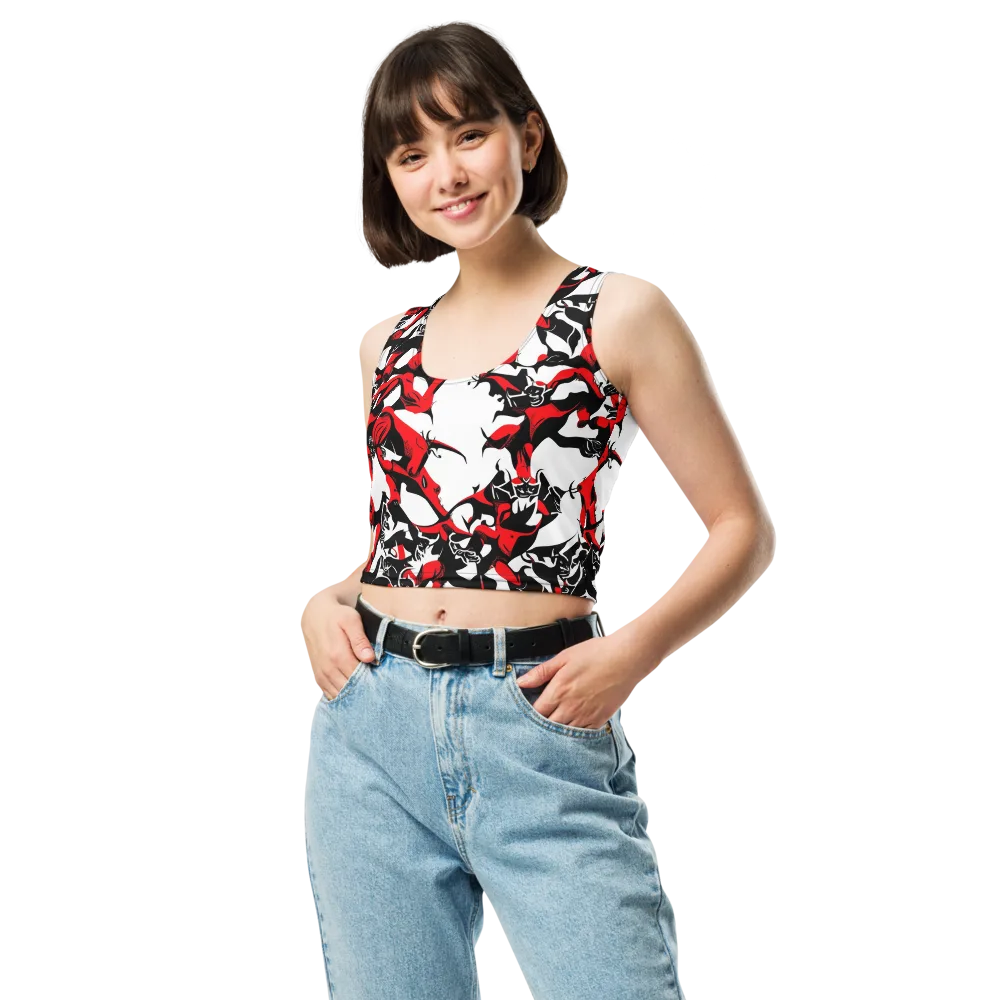 Redline Revelry on Crop Top — Front
