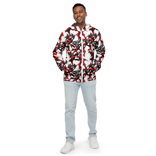 Redline Revelry on a Men's Windbreaker