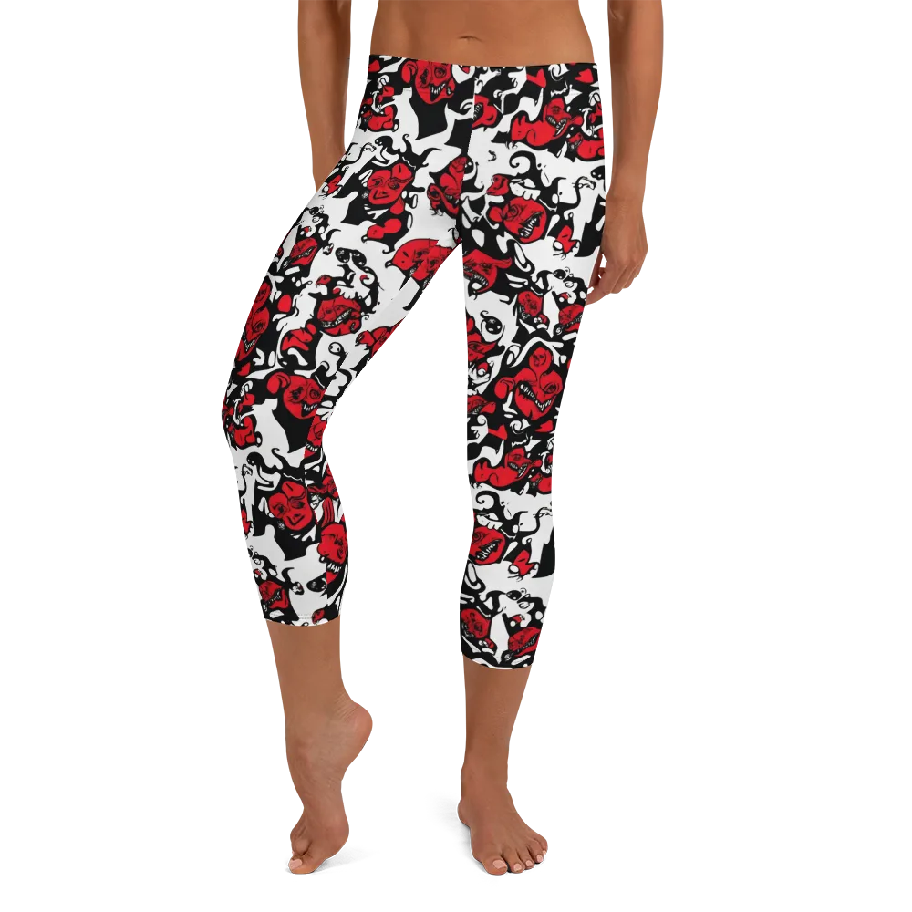 Devil’s Doodle on Capri Leggings — Front