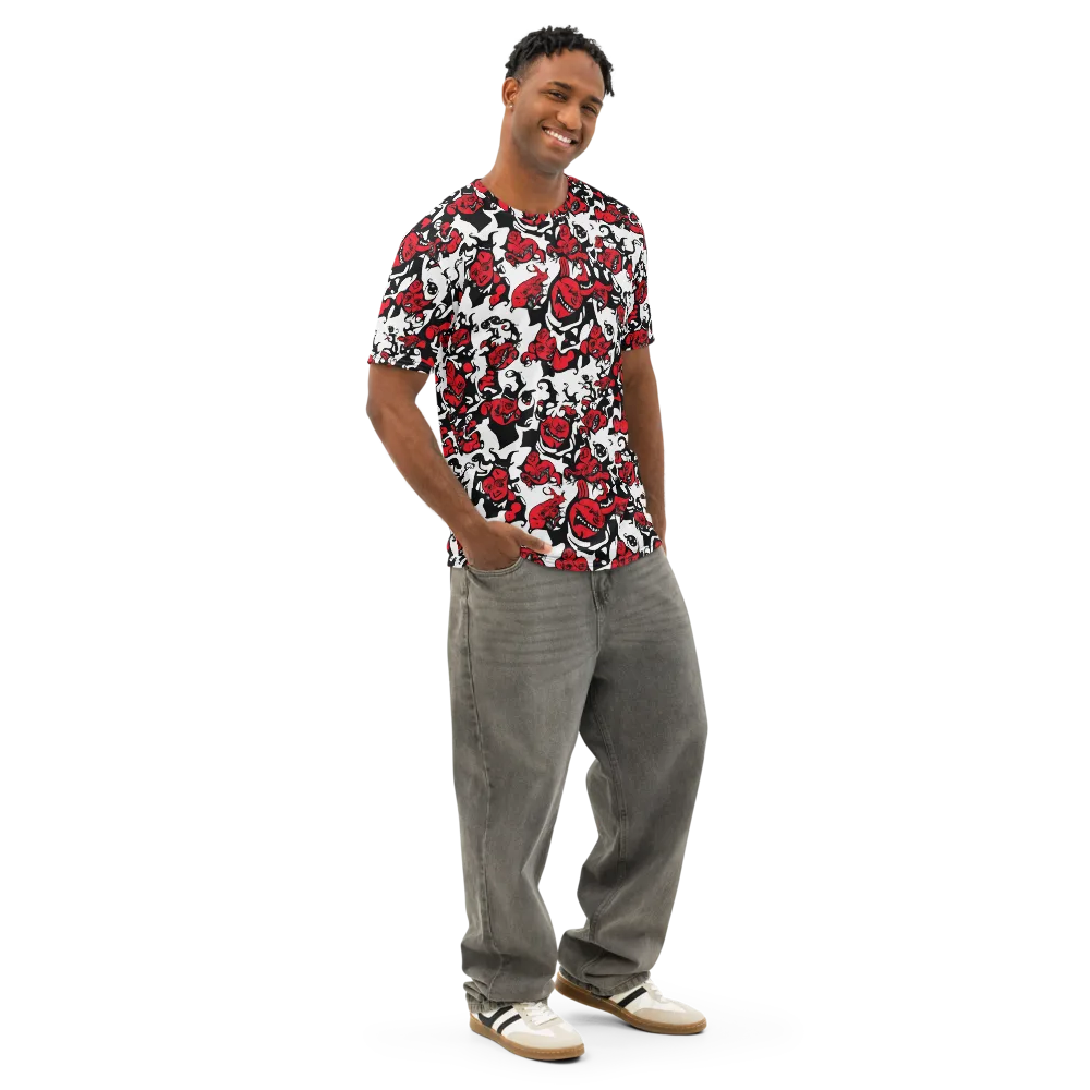 Devil’s Doodle on Men's Cotton Crew Neck T-Shirt — Right Front