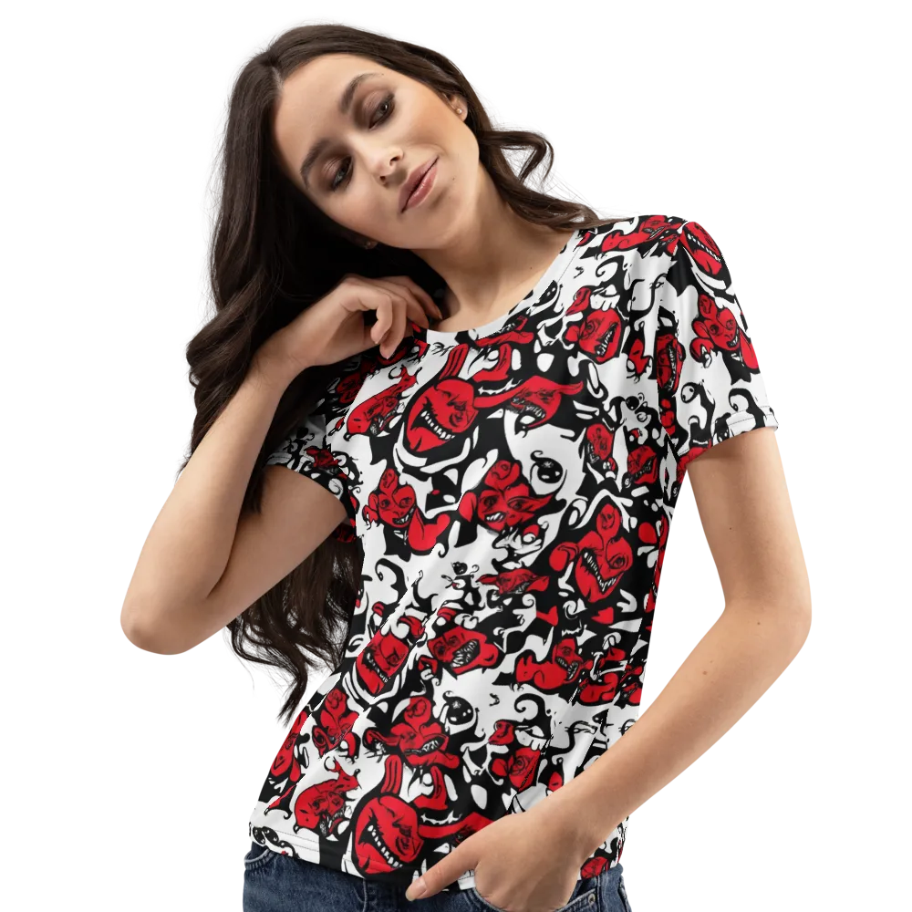 Devil’s Doodle on Women's Crew Neck T-Shirt — Left Front