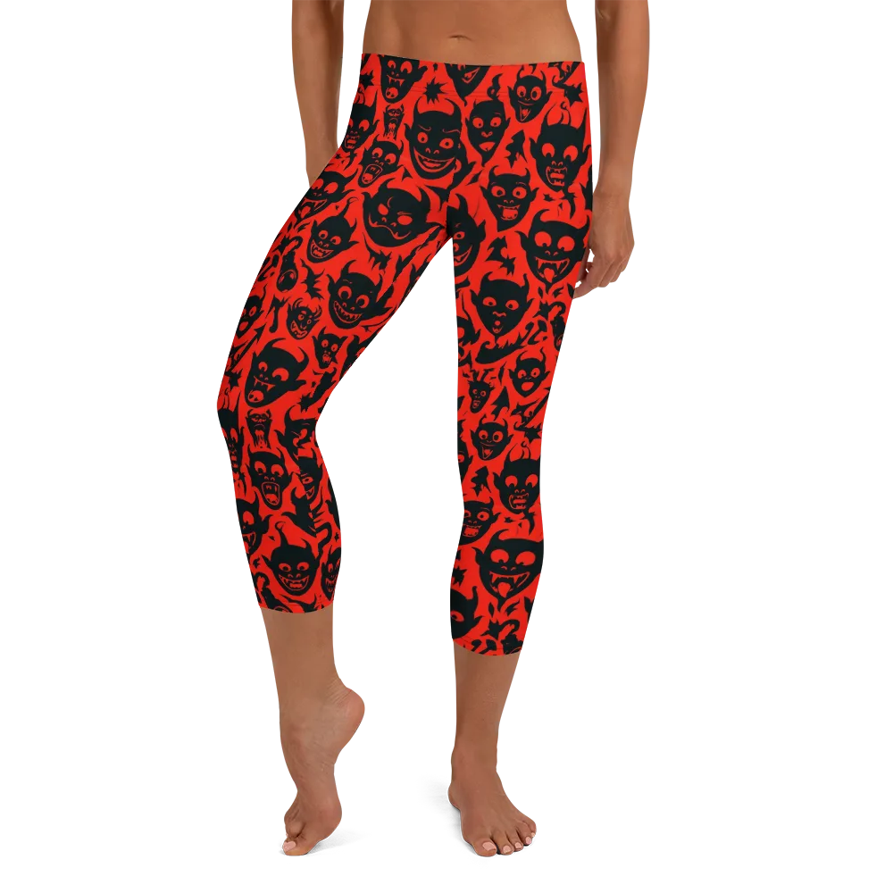 Midnight Mischief on Capri Leggings — Front