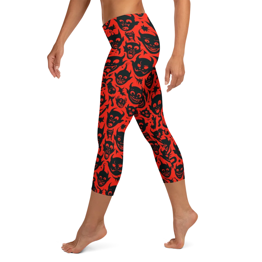 Midnight Mischief on Capri Leggings — Left