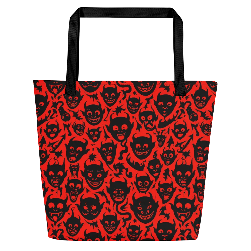 Midnight Mischief on Large Tote Bag W/ Pocket — Front